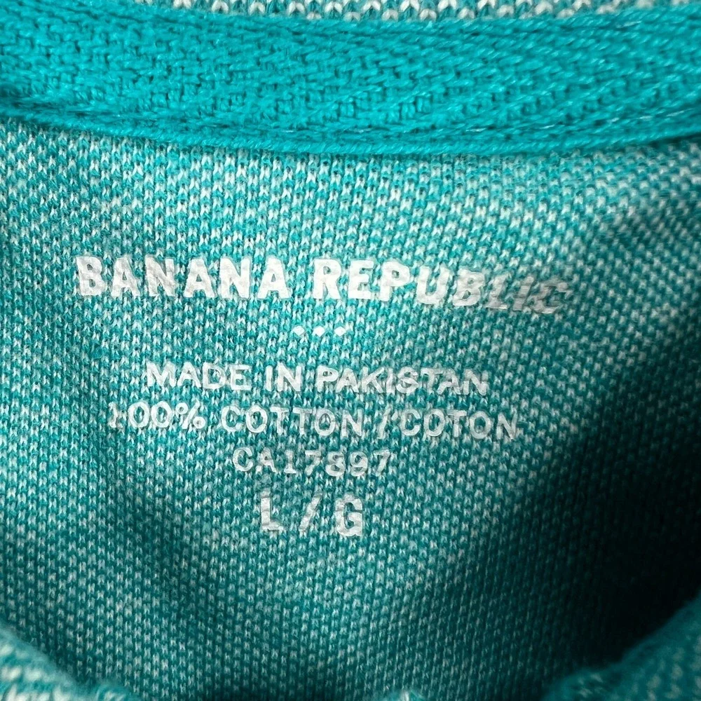 Banana Republic Polo Shirt Mens Large Green Short Sleeve Casual Comfort Light